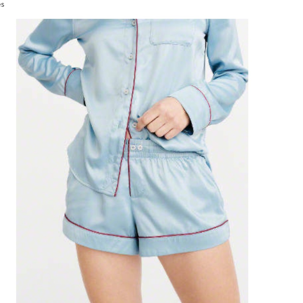 Abercrombie and Fitch blue satin sleep shorts and top.